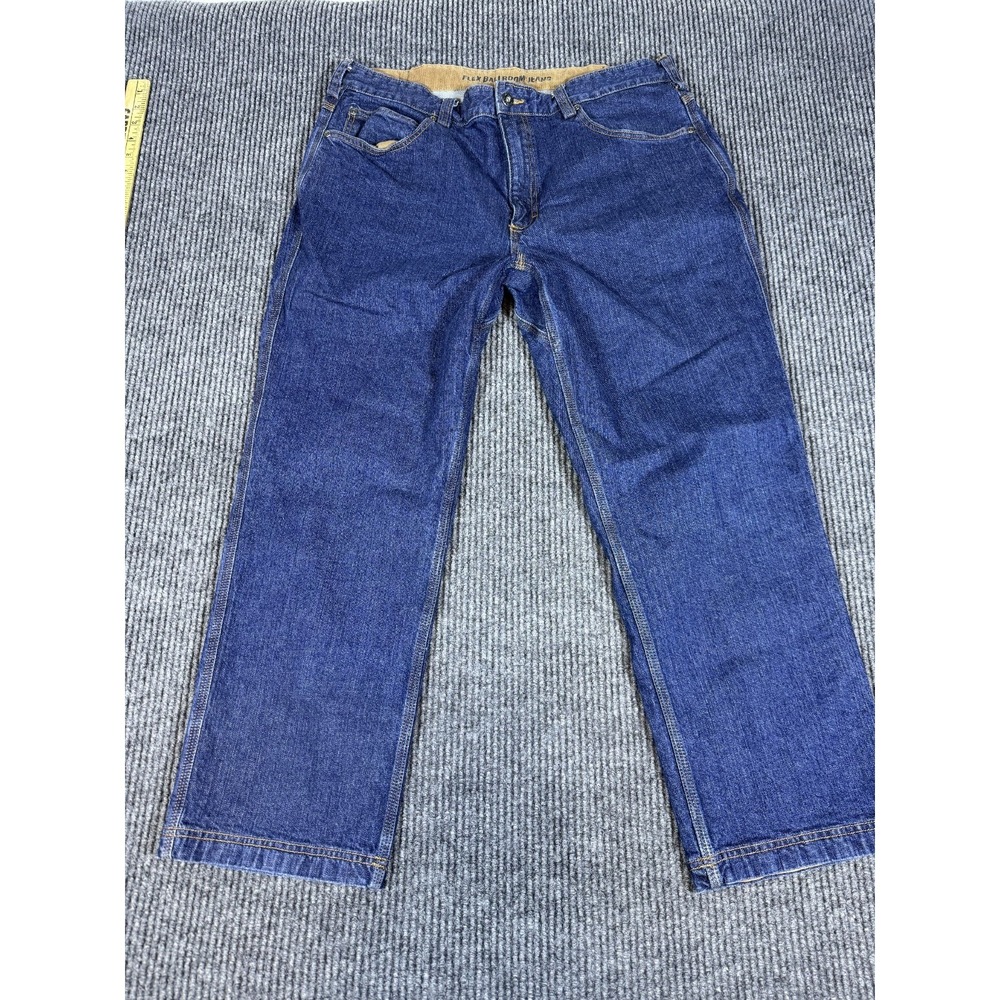 Duluth Trading Co Flex Ballroom Jeans 38x28 Dark Wash Relaxed Fit Straight Leg